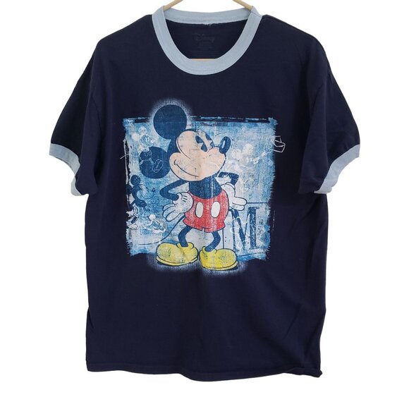 Disney Other - Disney Mickey Mouse T-Shirt Blue 100% Cotton Short Sleeve Size L